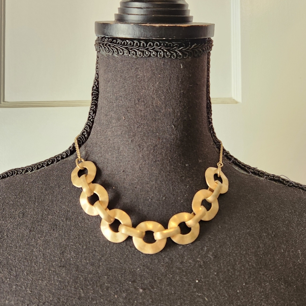 3/$70 Gold Geometric Necklace with Circular Elements